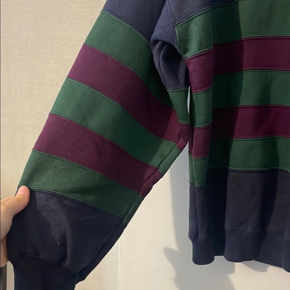 Navy Striped Polo Sweatshirt - Picture 5 of 7